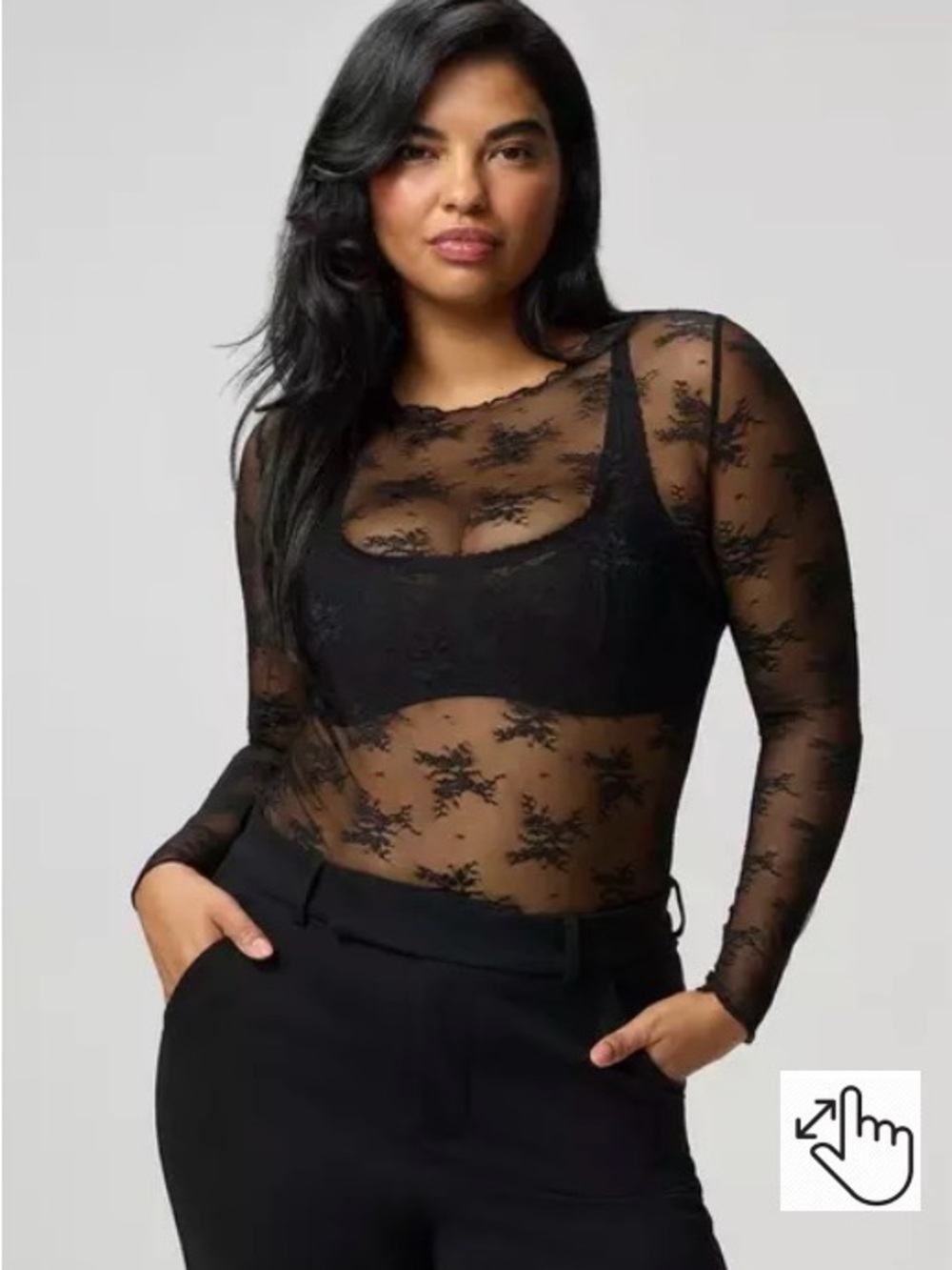 NWT Torrid Sheer Lace Crew Neck Long Sleeve Top